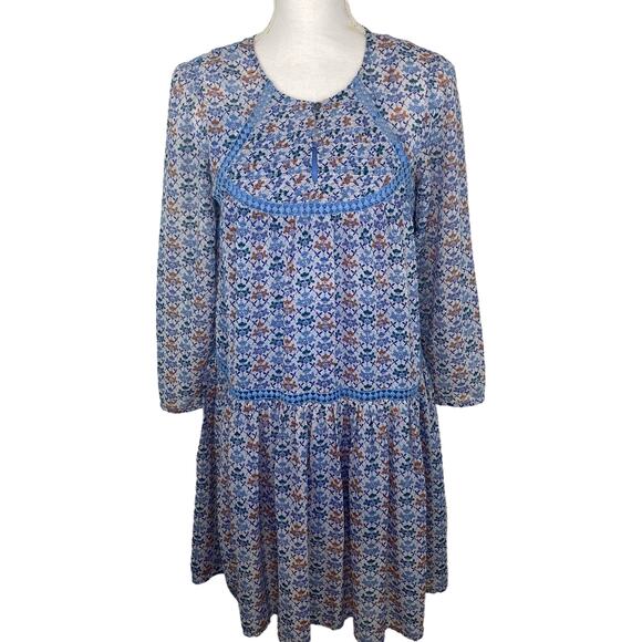 Anthropologie Holding Horses Betony Swing Prairie Floral Print Dress Size 4 Blue - Picture 3 of 16